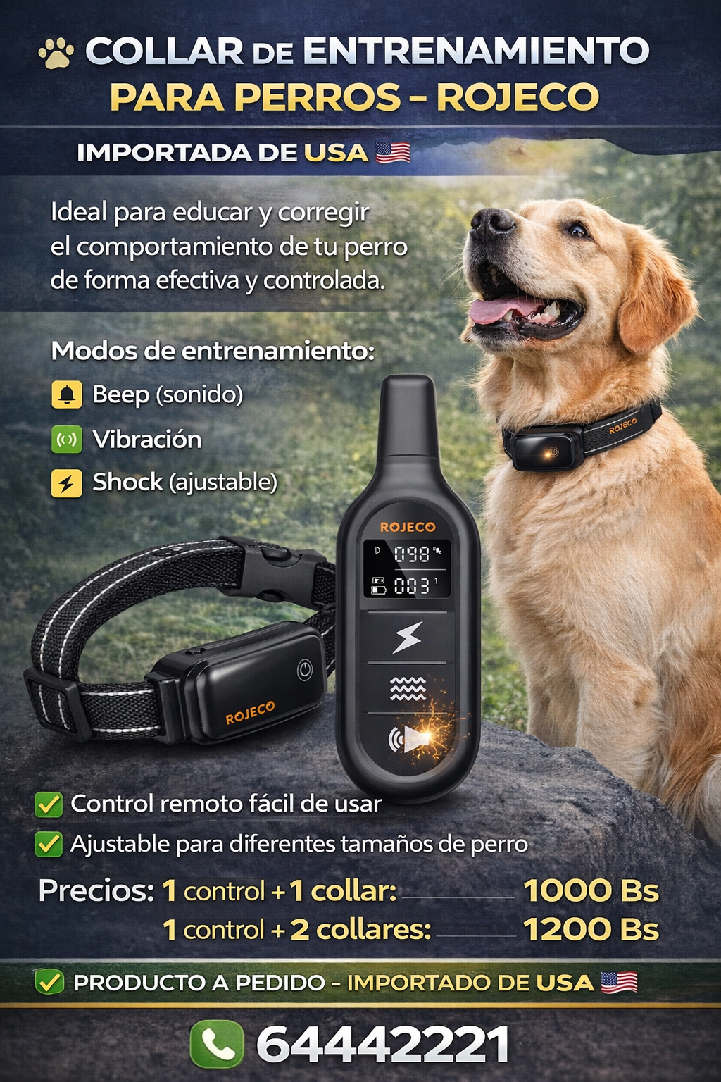 COLLAR DE ENTRENAMIENTO PARA PERROS – ROJECO